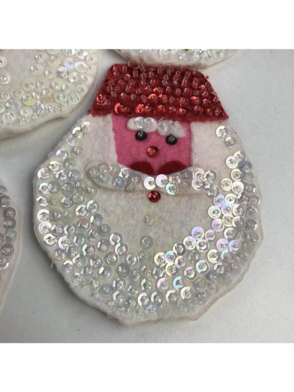 Set of 8 Vintage Christmas Santa Napkin Holders Rings Felt & Sequins